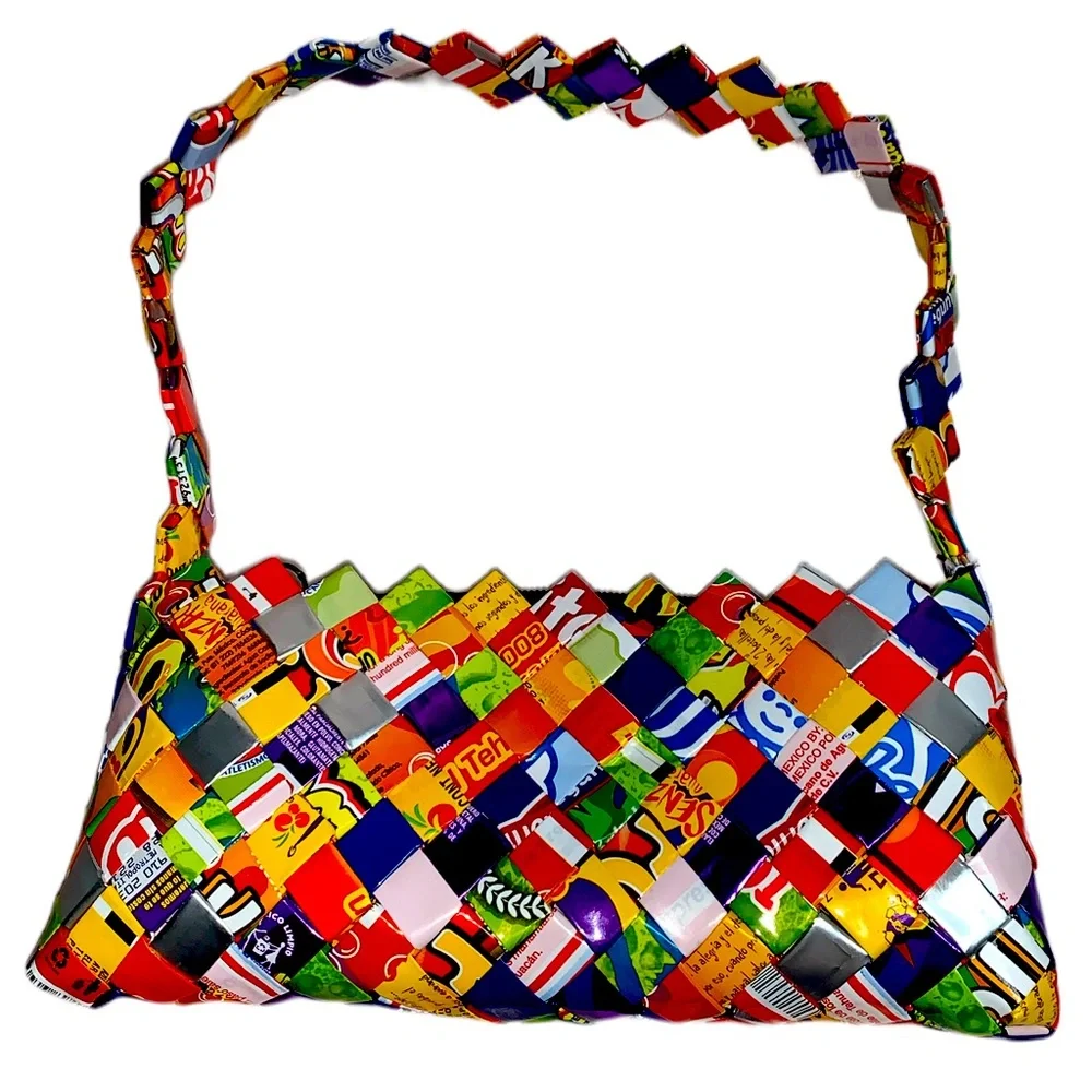 Upcycled Candy Wrapper Purse w/ Black Zipper - Picture 1 of 4